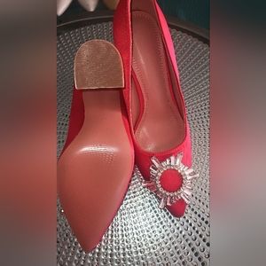 Red velvet party shoes